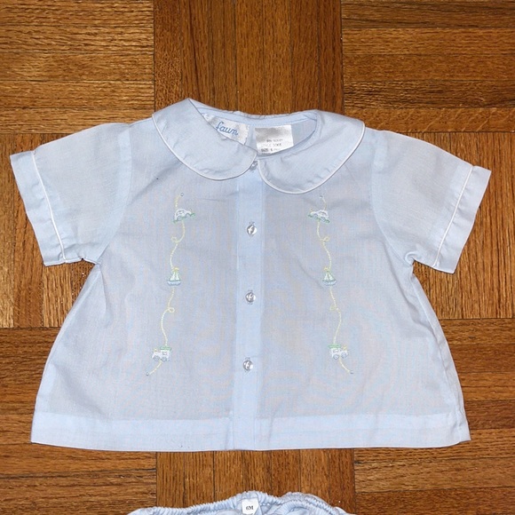 Two piece embroidery baby blue with white trim.Heirloom, portrait, classic - Picture 13 of 13